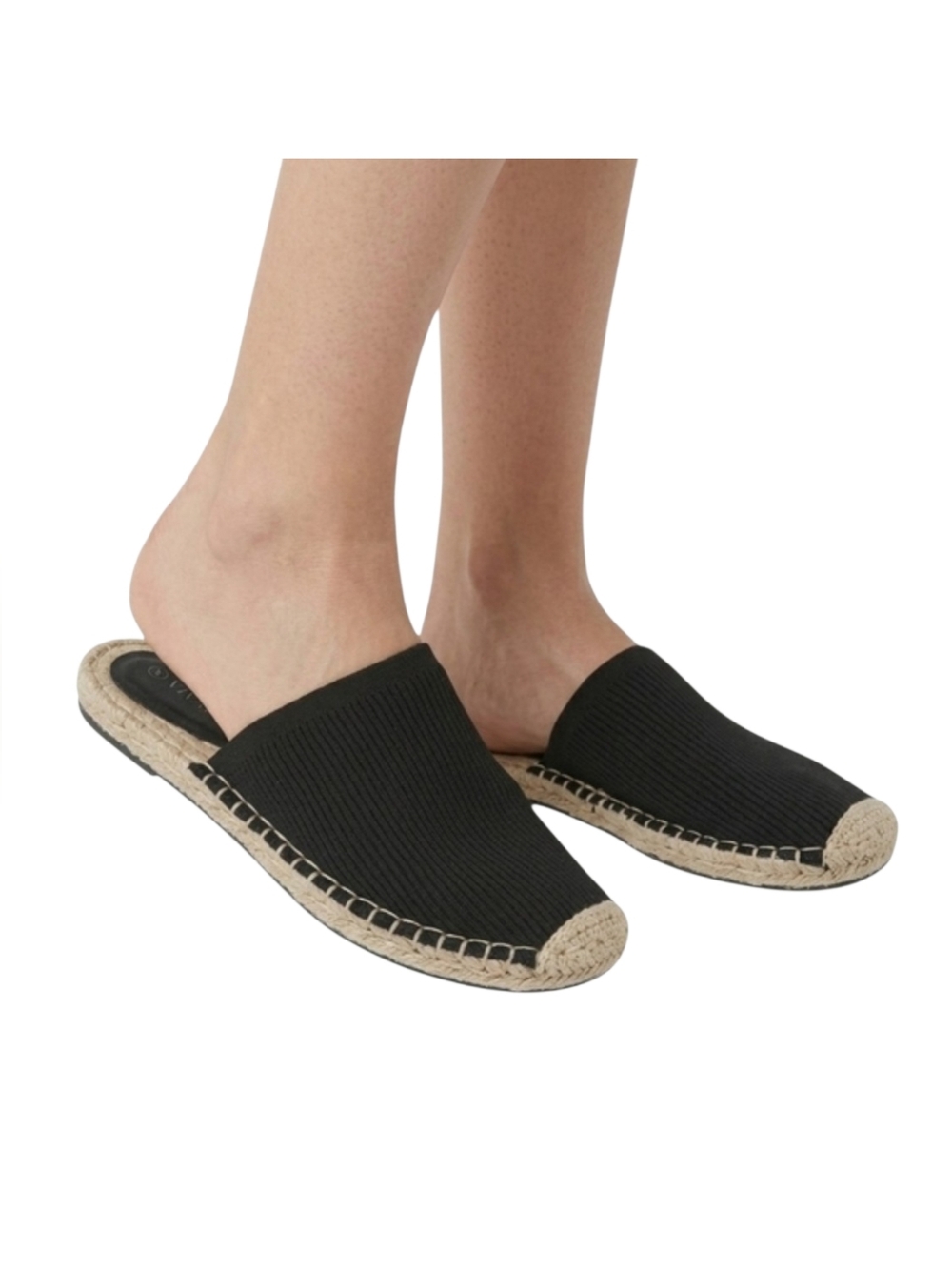 VIVAIA Sherly Black Knit‎ Espadrille Mule Flats Women’s Size 39 Sustainable